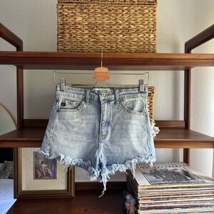 KanCan Light Blue Frayed Jean Shorts